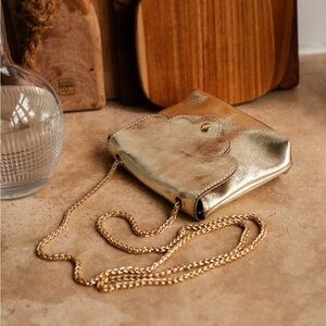 Scallop Leather Bag - Gold